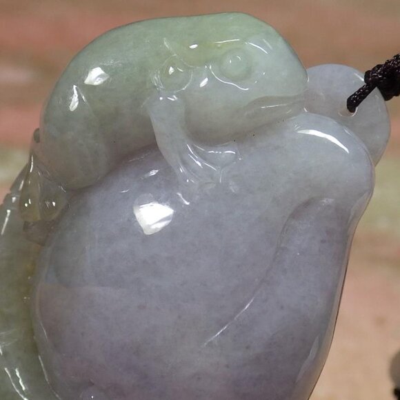 Certified Green Lavender Natural A Jade jadeite pendant Frog Toad Peach 风水蟾蜍 790 - Picture 5 of 10